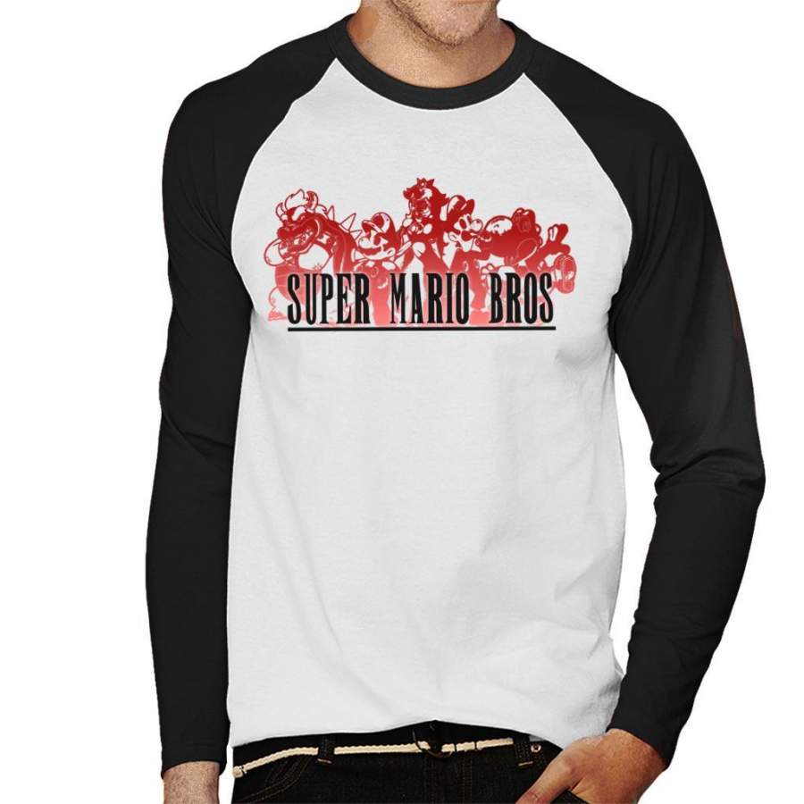 Super Mario Bros Final Fantasy Logo Men’s Baseball Long Sleeved T-Shirt