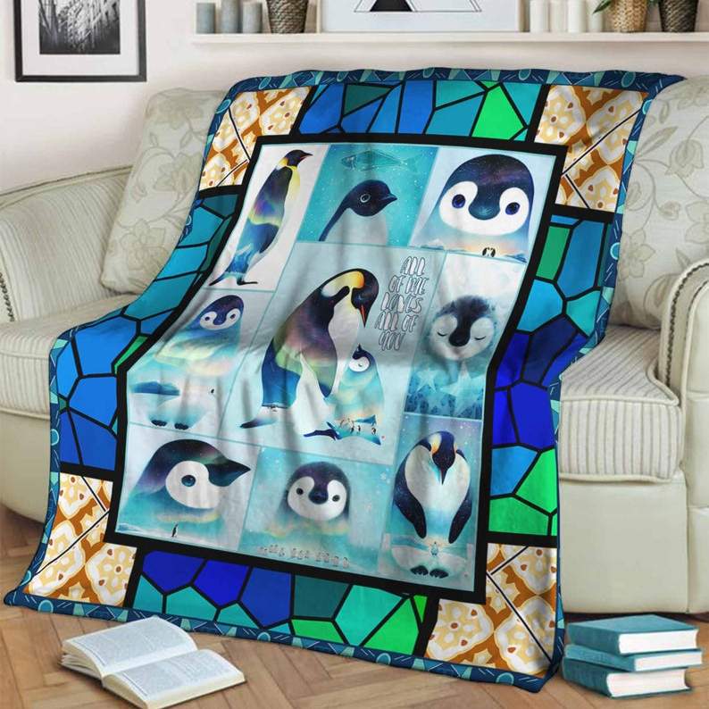 Blanketify To My Kids Penguins Mom And Kid Colorful Penguin Family Fle Fleece Blanket, Blanket Sofa Bed, 3D Blanket