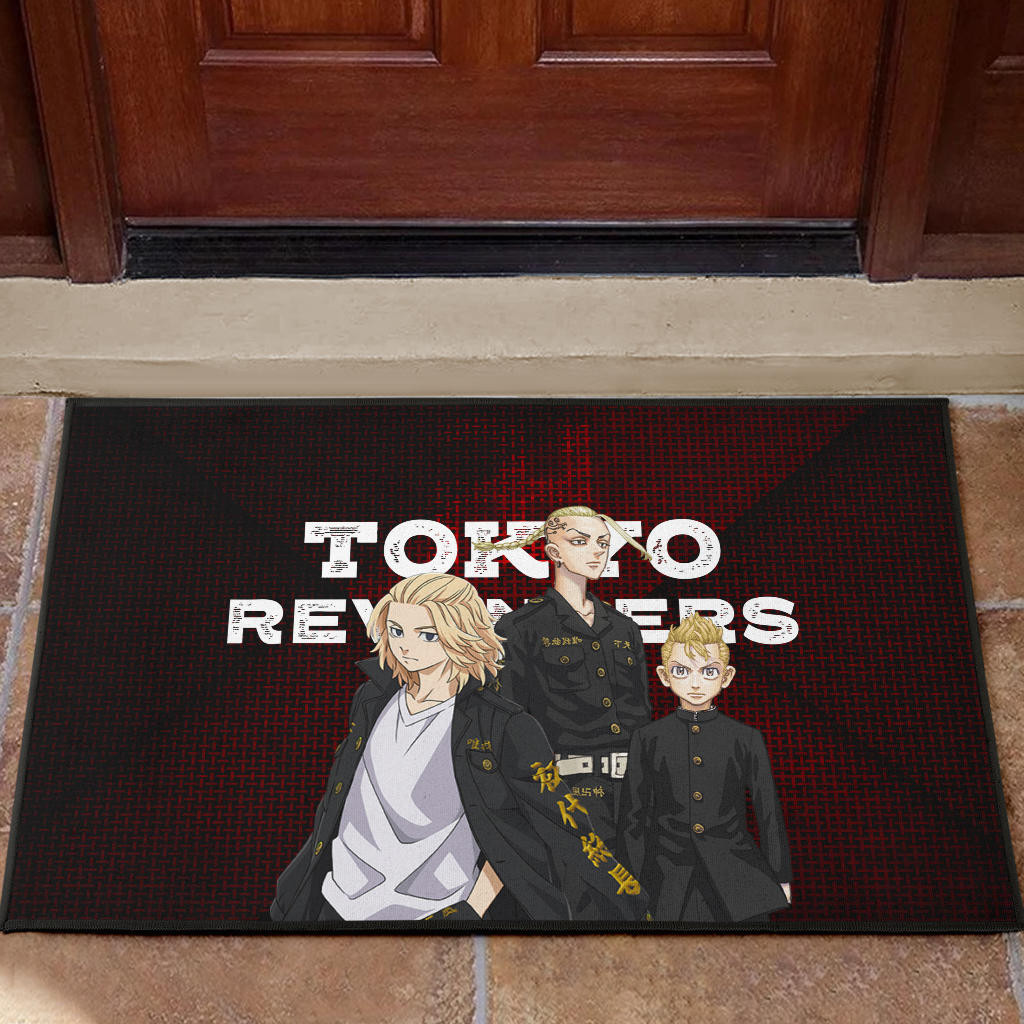 Tokyo Revengers Anime Mikey Brothers Uniform Red Steel Door Mat Home Decor