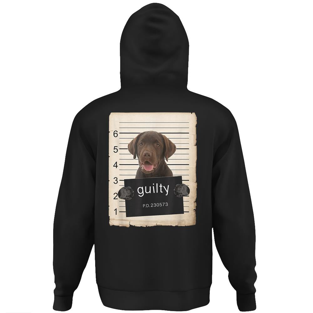 Chocolate Lab Labrador Dog Mug Shot Bad Dog Hoodie Print On Back