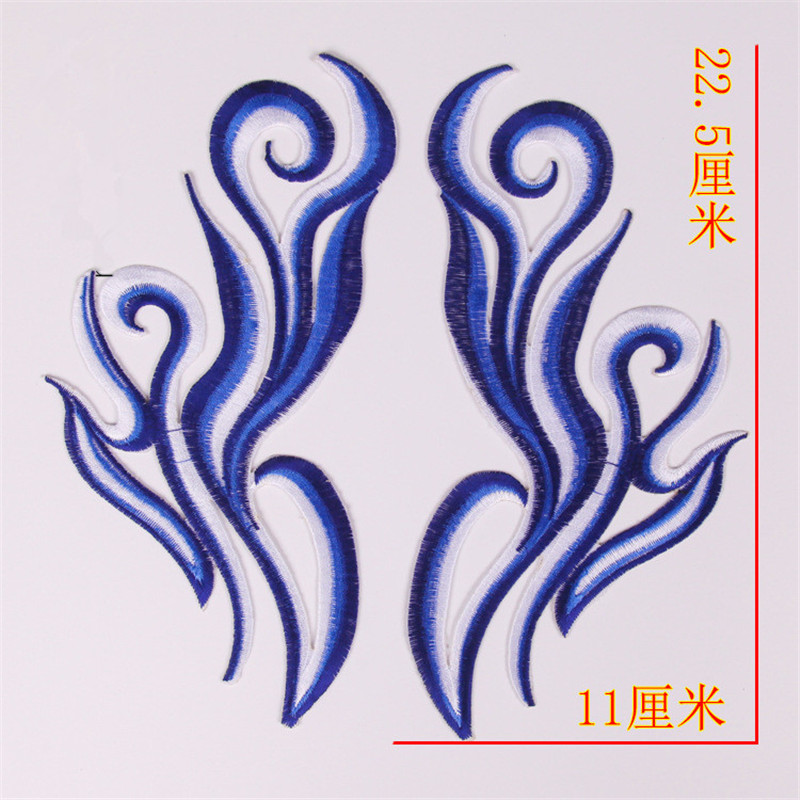 10Mirror Pairs Wind Cloud Embroidery Iron on Cloth Patch Stickers Opera Costumes Auspicious Decals alx