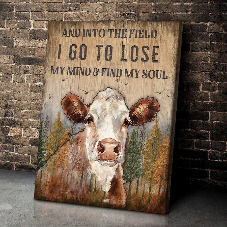 And Into The Field Hereford Cow – Best Idea Gift For Dog Lover, Gift For Home Decor, Gift For Family – Horizontal Canvas Matte Canvas Wall Art