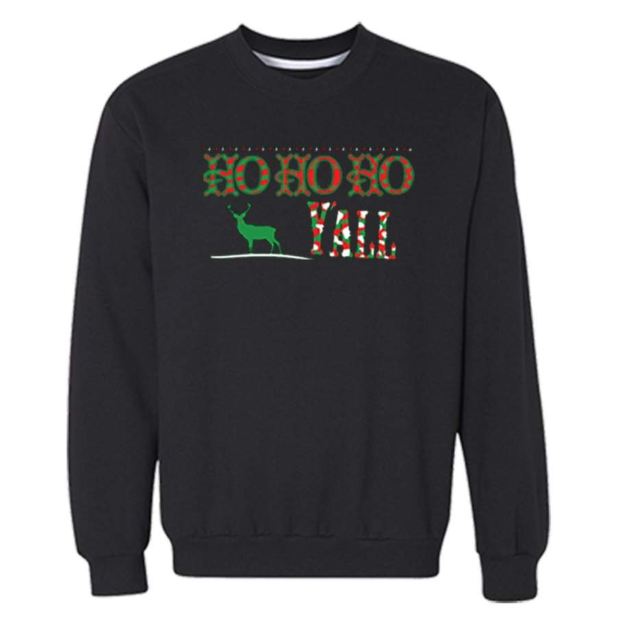 XtraFly Apparel Ho Ho Ho Y’all Reindeer Ugly Christmas Pullover Crewneck-Sweatshirt