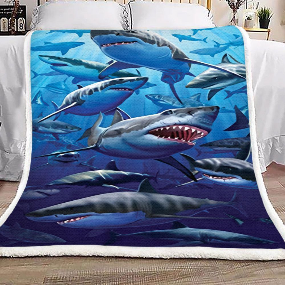 Shark Sherpa Fleece Blanket Kotg