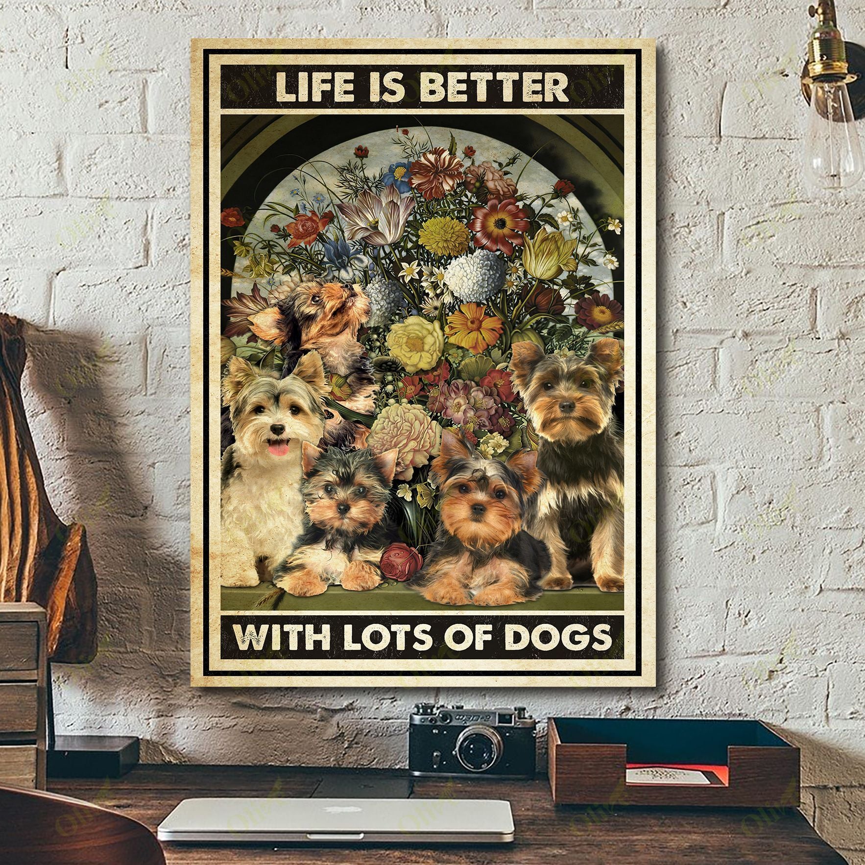 Yorkshire Terrier – Life Is Better With Dogs Canvas Wall Art Home Decor