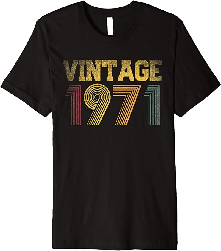 1971 50th Birthday Gift Vintage Retro Men Women 50 Years Old Premium T-Shirt