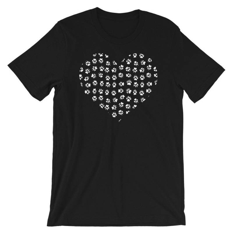 Crushtee Paws Heart Shirt | Funny Pet Pawprint Tshirt | Animal Lover Humor Design | Puppy Lover Gift Tee | Proud Veterinarian Teeshirt Long Sleeve Hoodie