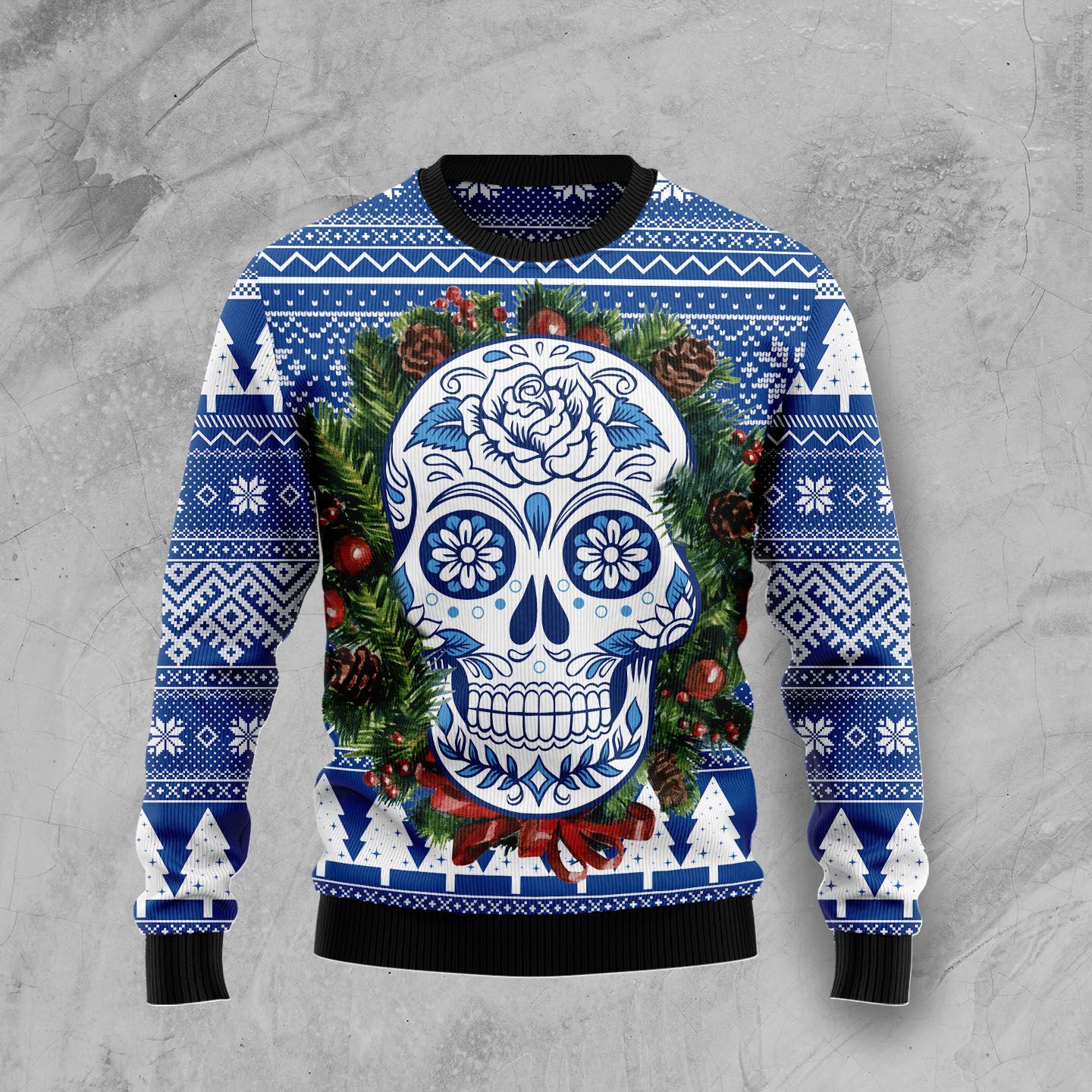 Awesome Sugar Skull Ugly Christmas Sweater | For Men & Women | Adult | Us5283