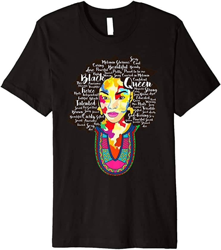 Black Queen Black History Month Afro African American Premium T-Shirt