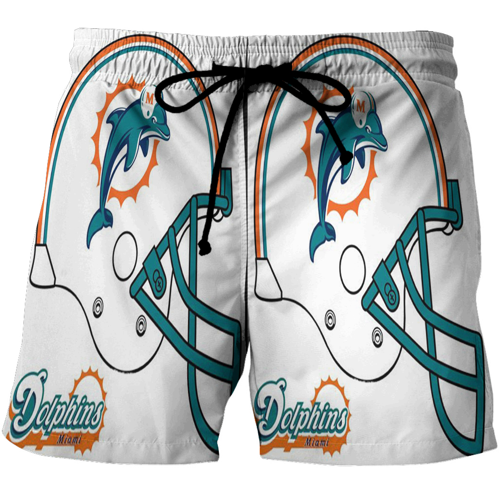 Miami Dolphins Helmet 1 3D All Over Print Summer Beach Hawaiian Short