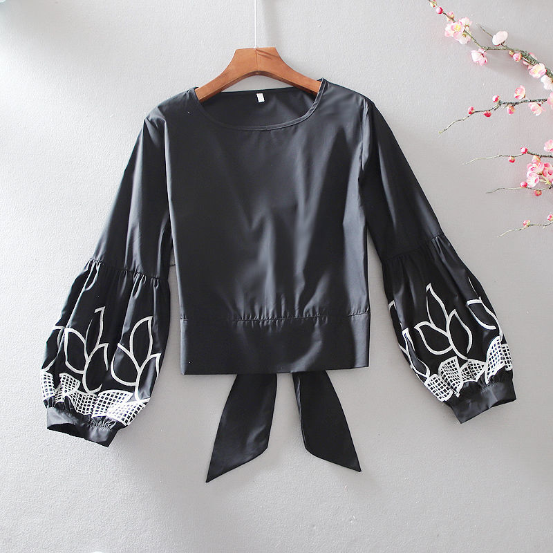 Women’s Spring Summer Style Blouses Shirts Women’s Long Sleeve O-neck Printed Lantern Sleeve Korean Tops SP505 alx