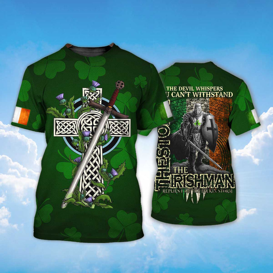 The Storm St Patrick Day For Irish Man Shirt, All Over Printed Armor Of Irish Lucky