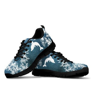 Dolphin Pattern Cyan Sneakers Shoes