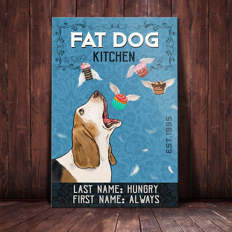 Basset Hound Dog Canvas And Poster Fat Dog Kitchen | Art Print | Home Decor | Room Decor | Wall Art