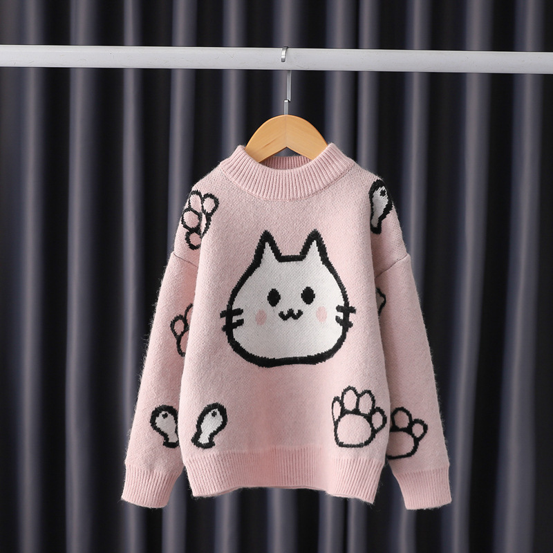 2021 Ins New Fashion Girls Sweaters Lovely Cartoon Children Pullovers Children Girls Jumpers Knit Sweaters alx