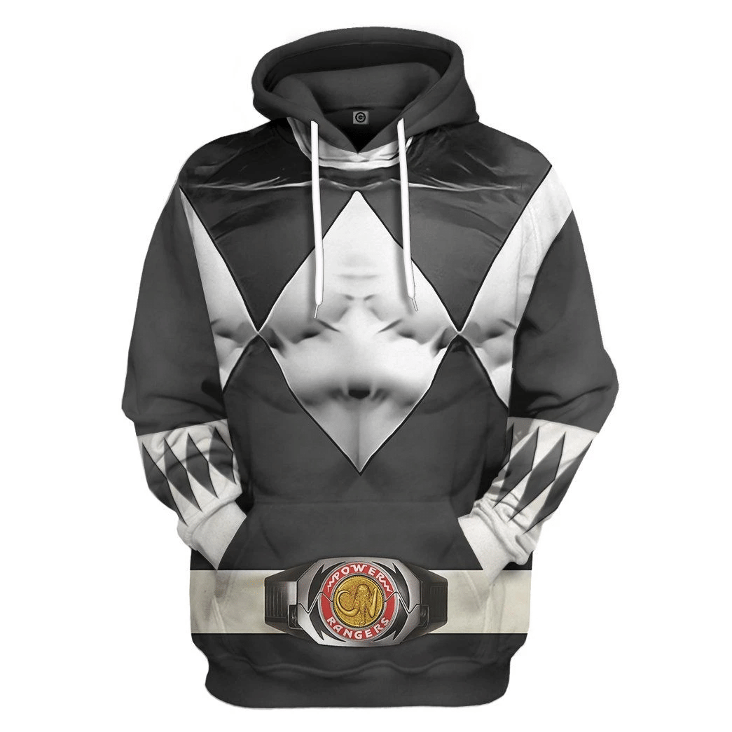 Gearhumans Mighty Morphin Black Power Rangers Custom Hoodie Apparel