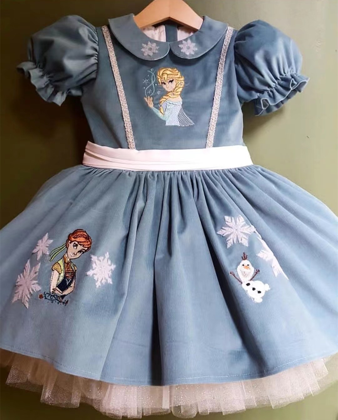 0-12Y Baby Girl Autumn Blue Velvet Elsa Embroidery Turkish Vintage Princess Ball Gown Dress for Birthday Holiday Christmas Eid alx