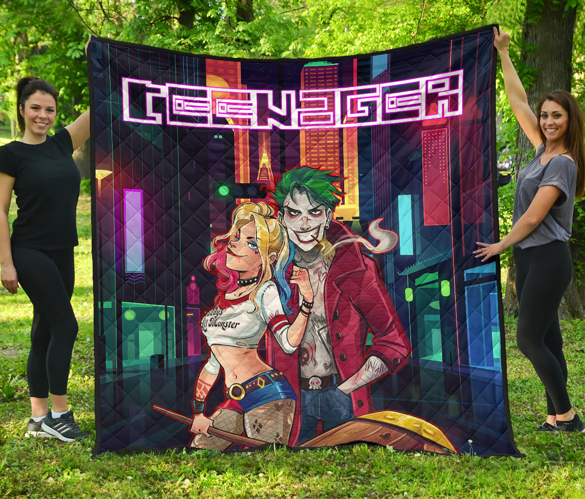 Horror Movie Premium Quilt | Teenager Joker And Harley Quinn Modern City Quilt Blanket Nt090105