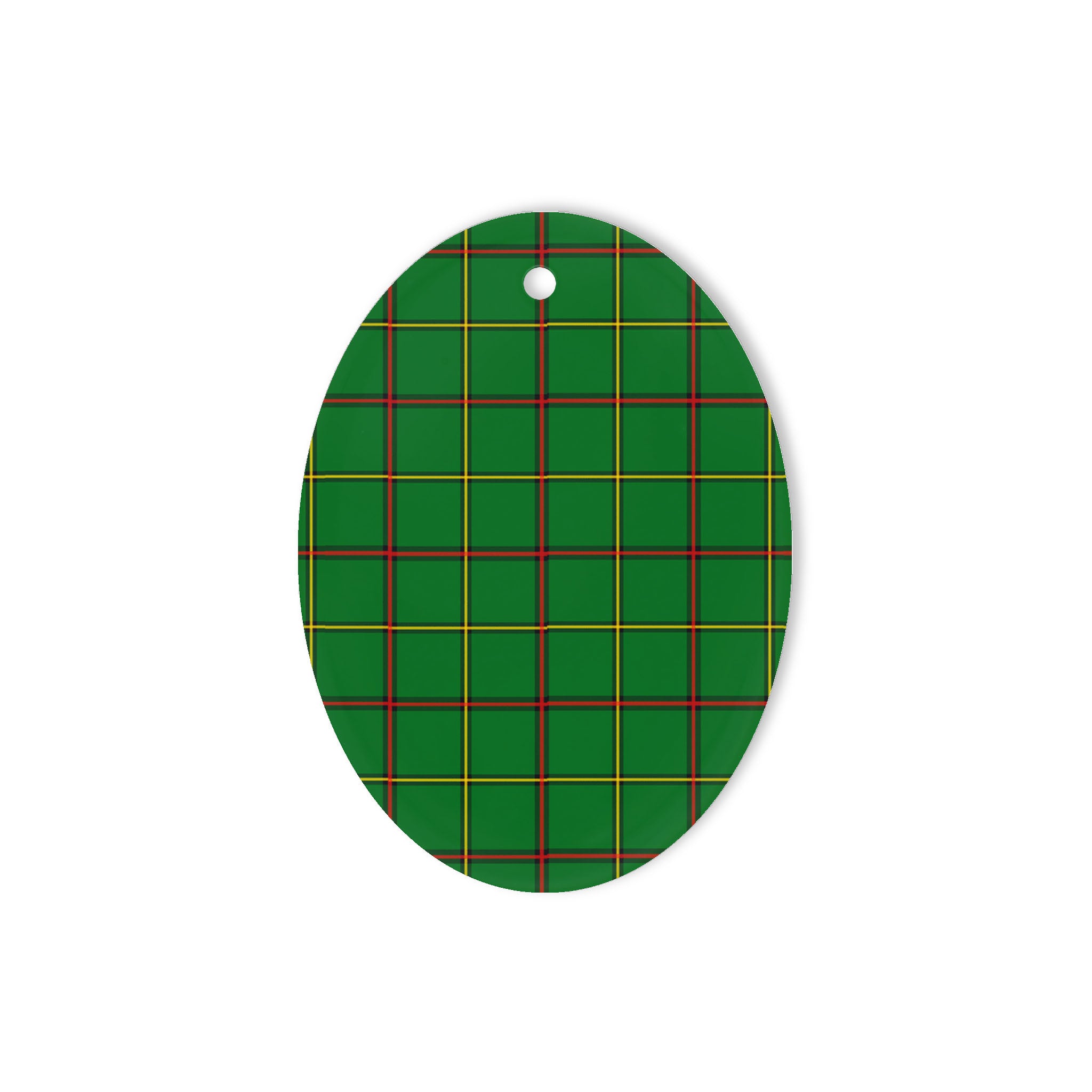 Tribe Of Mar Tartan Oval Ornaments, Christmas Tree Ornament, Plaid Christmas Ornaments, Ceramic Oval Christmas Tree Decoration