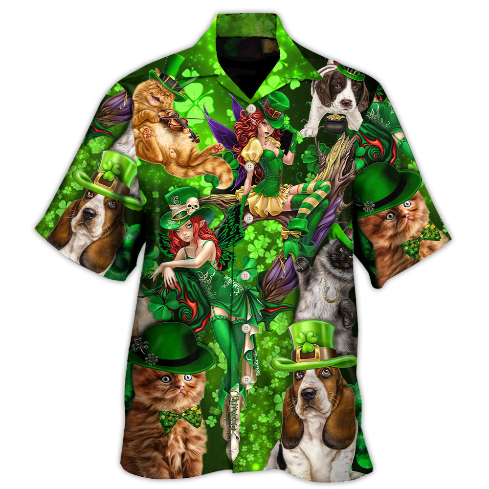 Irish Cat Girl St Day Green Light Hawaii Shirt Ha56120