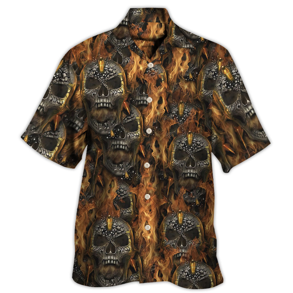 Skull Bullet Head Shot Fire Hawaii Shirt Ha57873