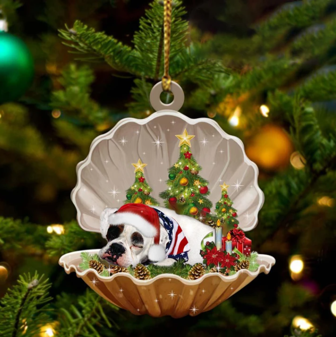 American Bulldog-Sleeping Pearl In Christmas Two Sided Ornament