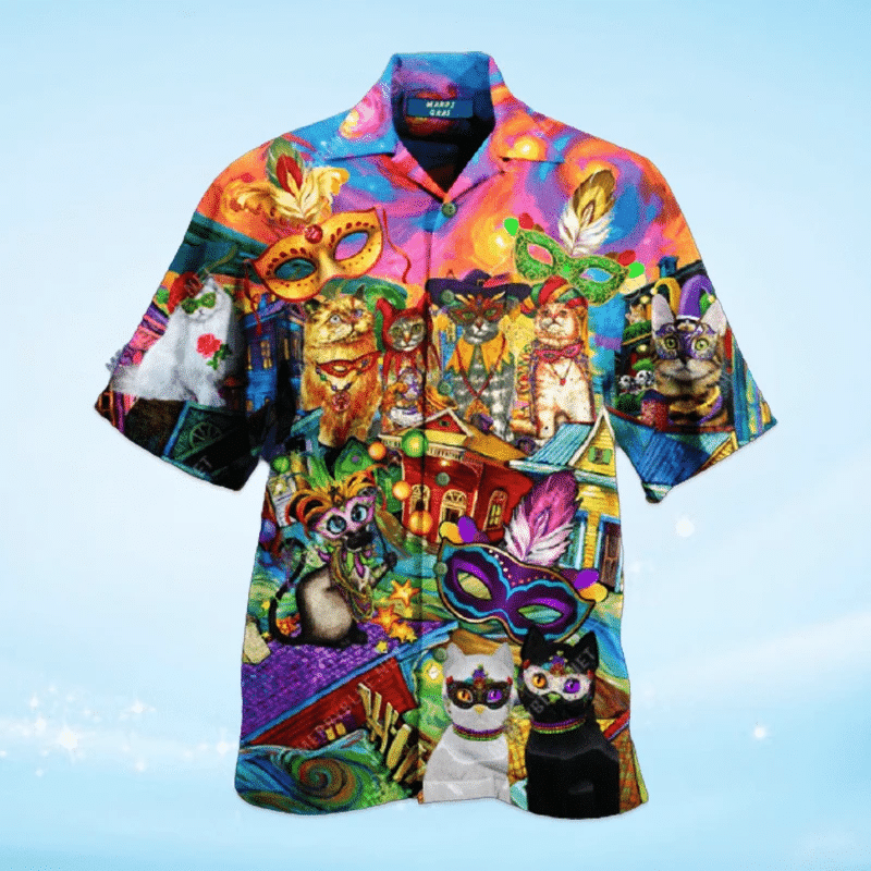 Cats Celebrate The Mardi Gras Festival Hawaii Aloha Shirts Va Ha42271