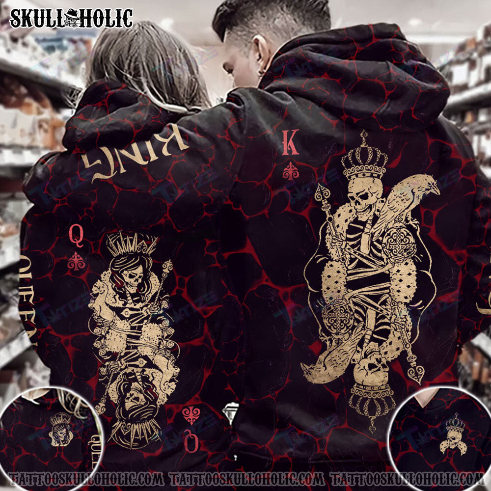 Matching Couple Shirt Couple King Queen Skull New 3D All Over Printed Shirt, Sweatshirt, Hoodie, Bomber Jacket Size S – 5Xl