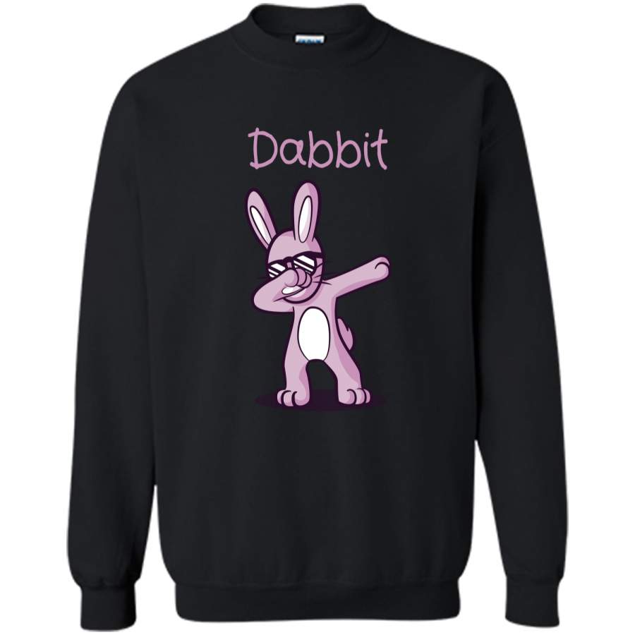 Dabbit Dabbing Easter Bunny Shirt Easter Gift for Kids Printed Crewneck Pullover Sweatshirt 8 oz