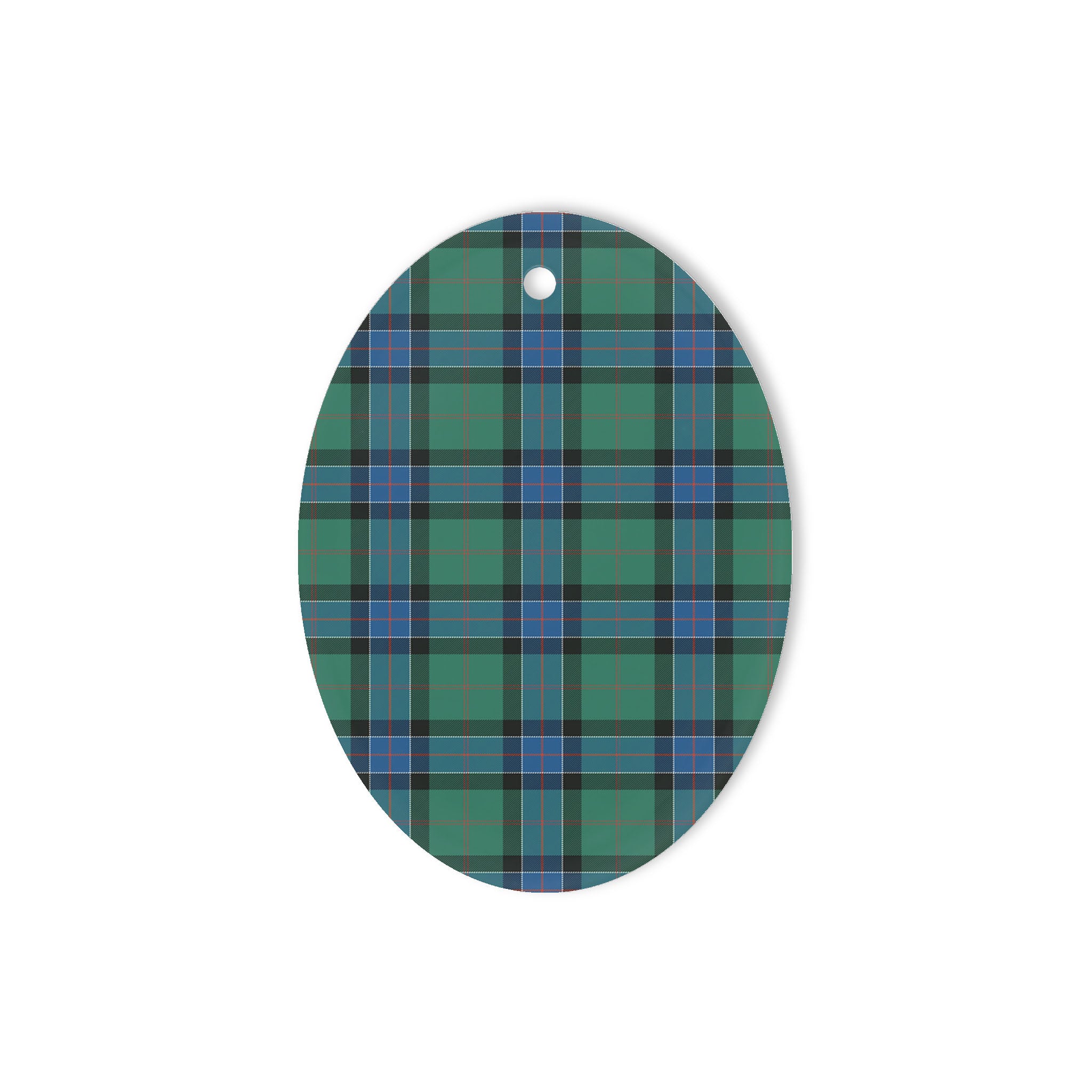 Sinclair Hunting Ancient Tartan Oval Ornaments, Christmas Tree Ornament, Plaid Christmas Ornaments, Ceramic Oval Christmas Tree Decoration