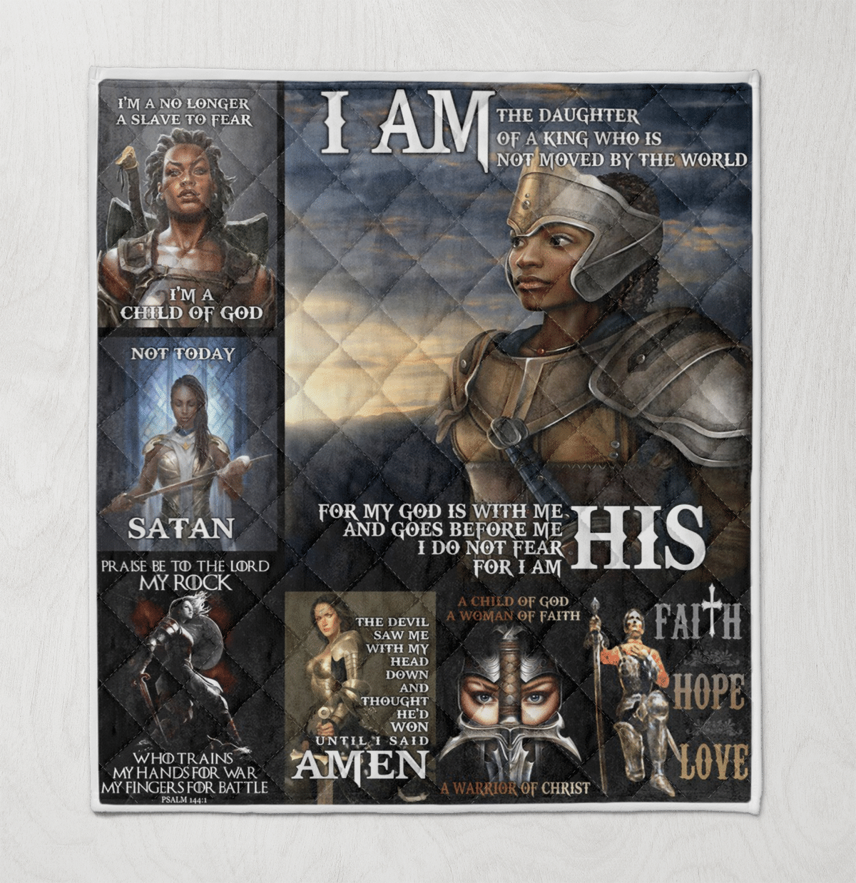 African American Warrior In The Armor Of God  Quilt Blanket