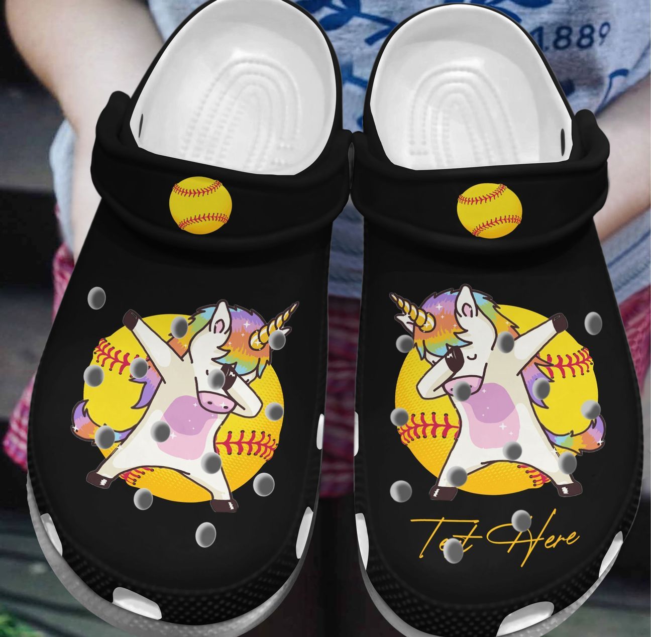 Softball Personalize Clog, Custom Name, Text, Fashion Style For Women, Men, Kid, Print 3D Unicorn Softball