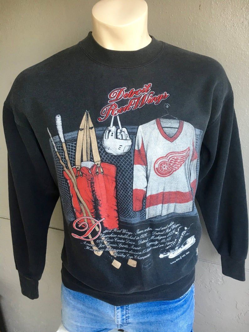 Detroit Red Wings 1990S Vintage Sweatshirt   Grey