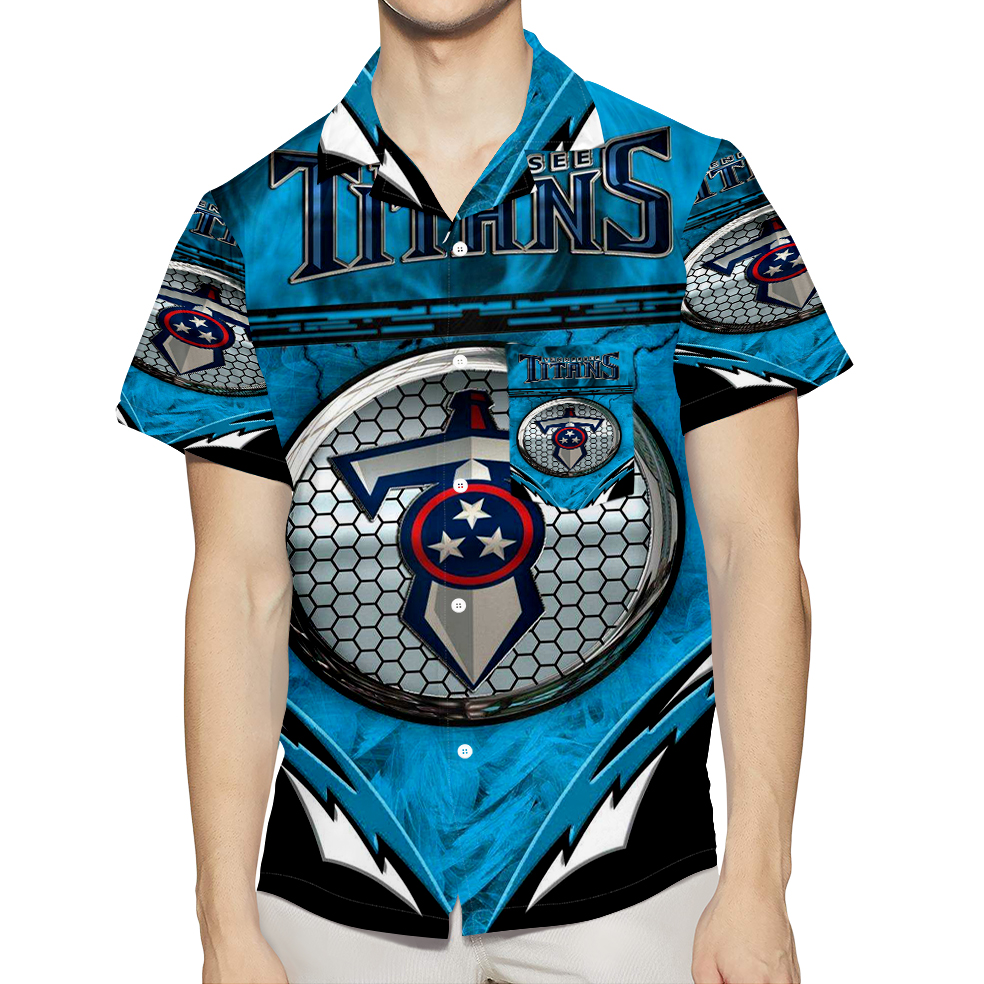 Tennessee Titans Emblem V12 3D All Over Print Summer Beach Hawaiian Shirt With Pocket