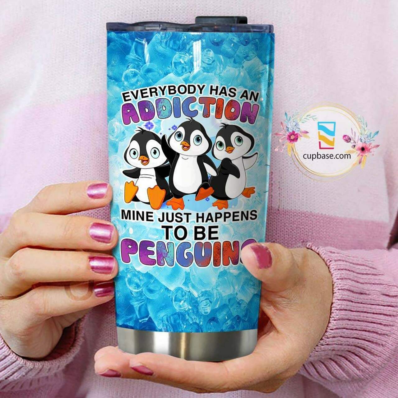 Penguin Addiction Custom Personalized Stainless Steel Tumbler Customize Name, Text, Number M09T9