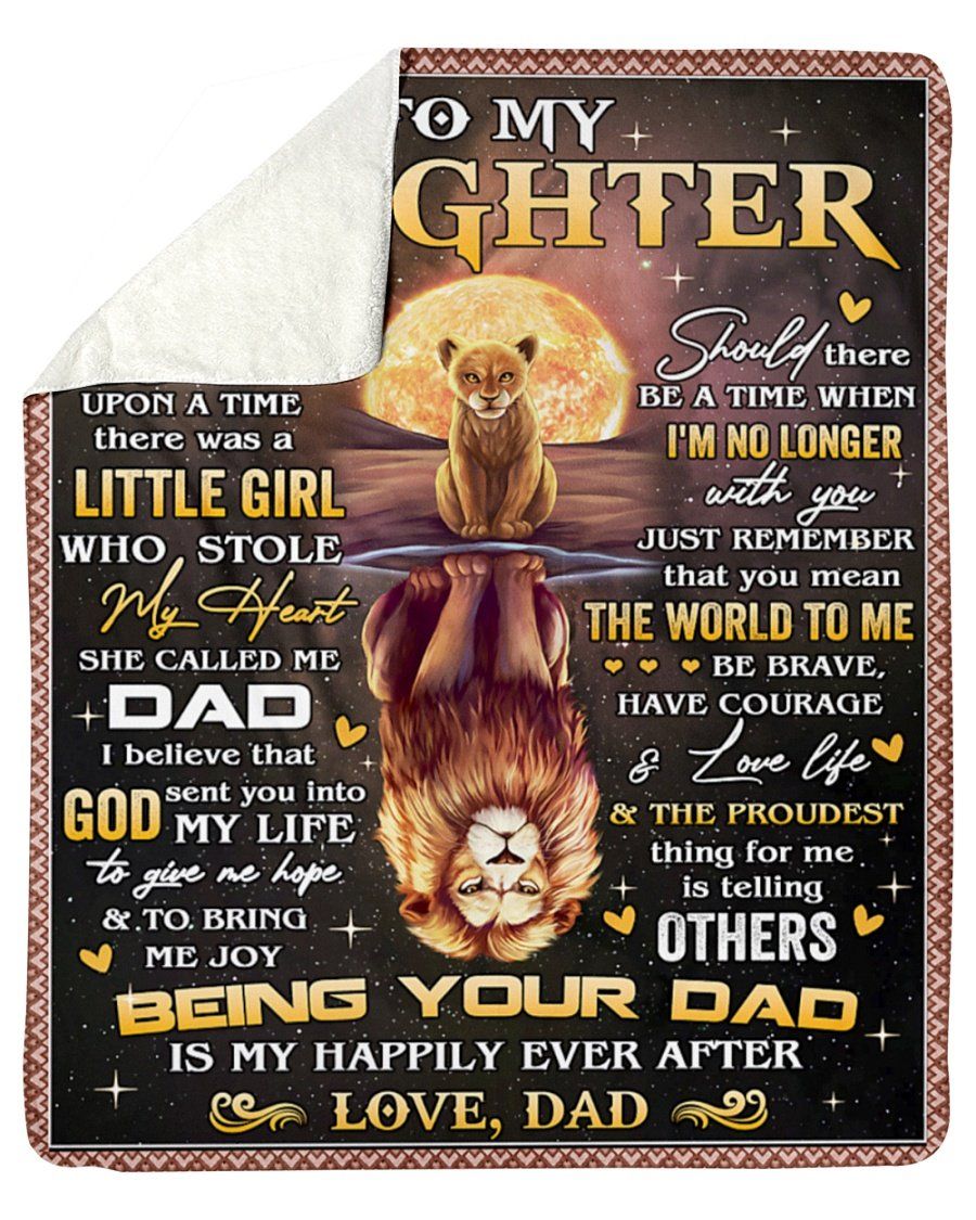 There Was Little Girl Stole My Heart Dad To Daughter Lion Fleece Blanket Sherpa Blanket