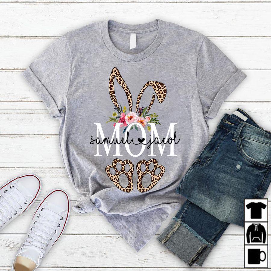 Personalized Name T-Shirt Mom Bunny Art Gift Unisex T-Shirt Hoodie Plus Size S-5Xl