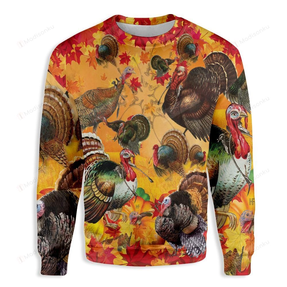 Turkey Wishbone Ugly Christmas Sweater, All Over Print Sweatshirt