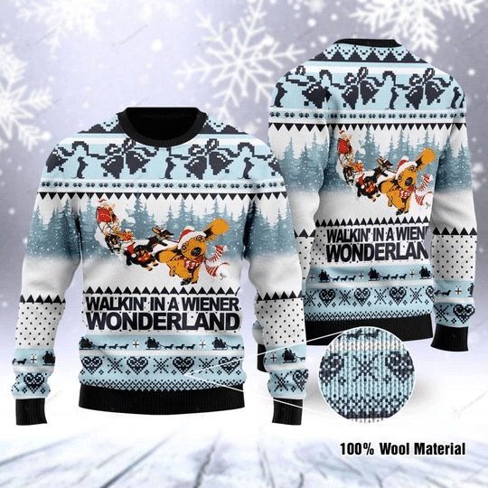 WALKIN’ IN A WIENER WONDERLAND CHRISTMAS UGLY SWEATER HN141217