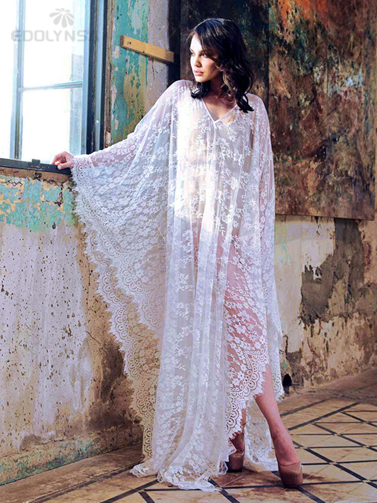 2022 Bohemian Embroider Summer Beach Dress Chiffon Tunic Women Plus Size Beachwear Kaftan Sexy Half Sleeve Maxi Dress Robe N746 alx