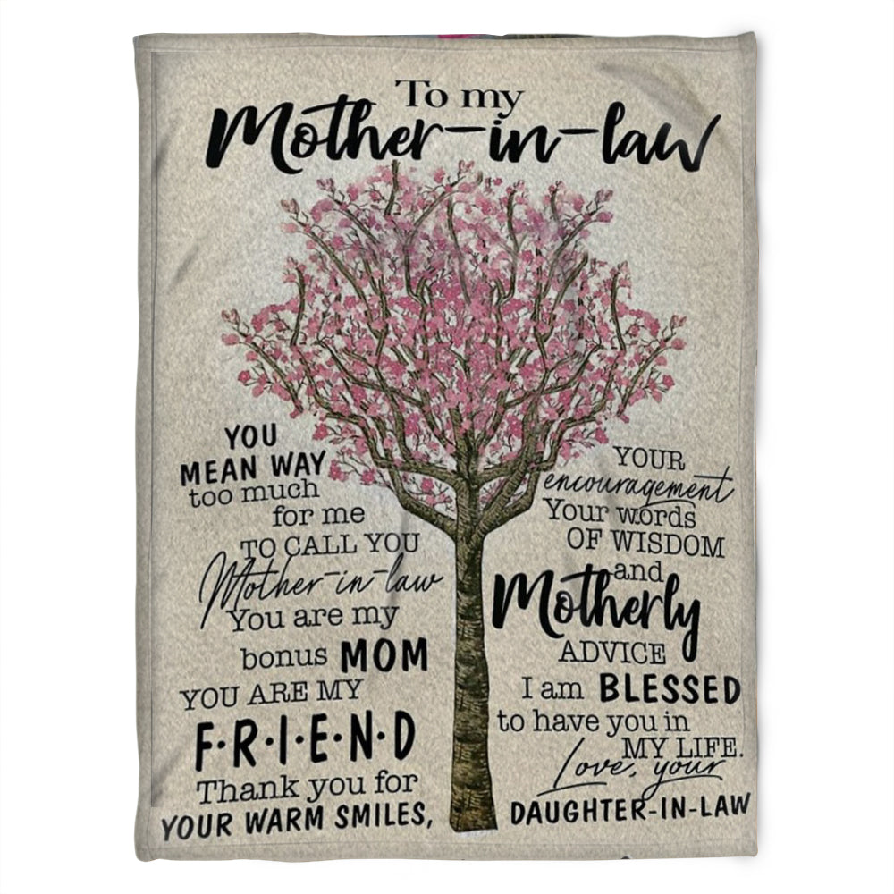 To My Mother Blanket, You Mean Way Too Much For Me, To Call You Mother-In-Law, Gift For Mother Family Home Decor Bedding Couch Sofa Soft And Comfy Cozy