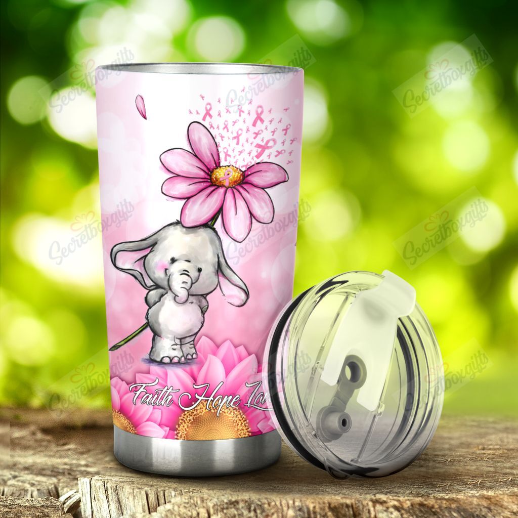 Personalized Hope For A Cure Elephant Pink Yw2201110Cl Stainless Steel Tumbler Travel Customize Name, Text, Number, Image