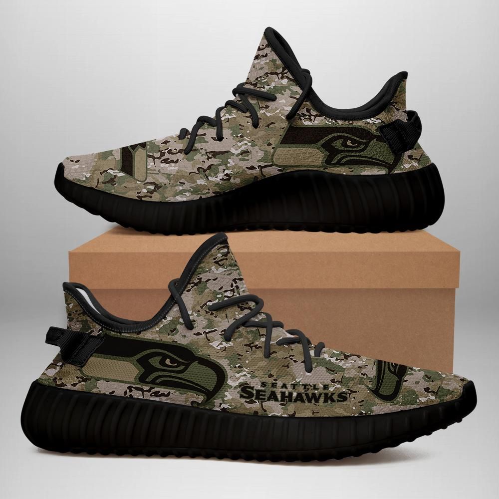 Seattle Seahawks U.S. Military Camouflage Unisex Sneaker Football Custom Shoes Seattle Seahawks Yeezy Boost 350