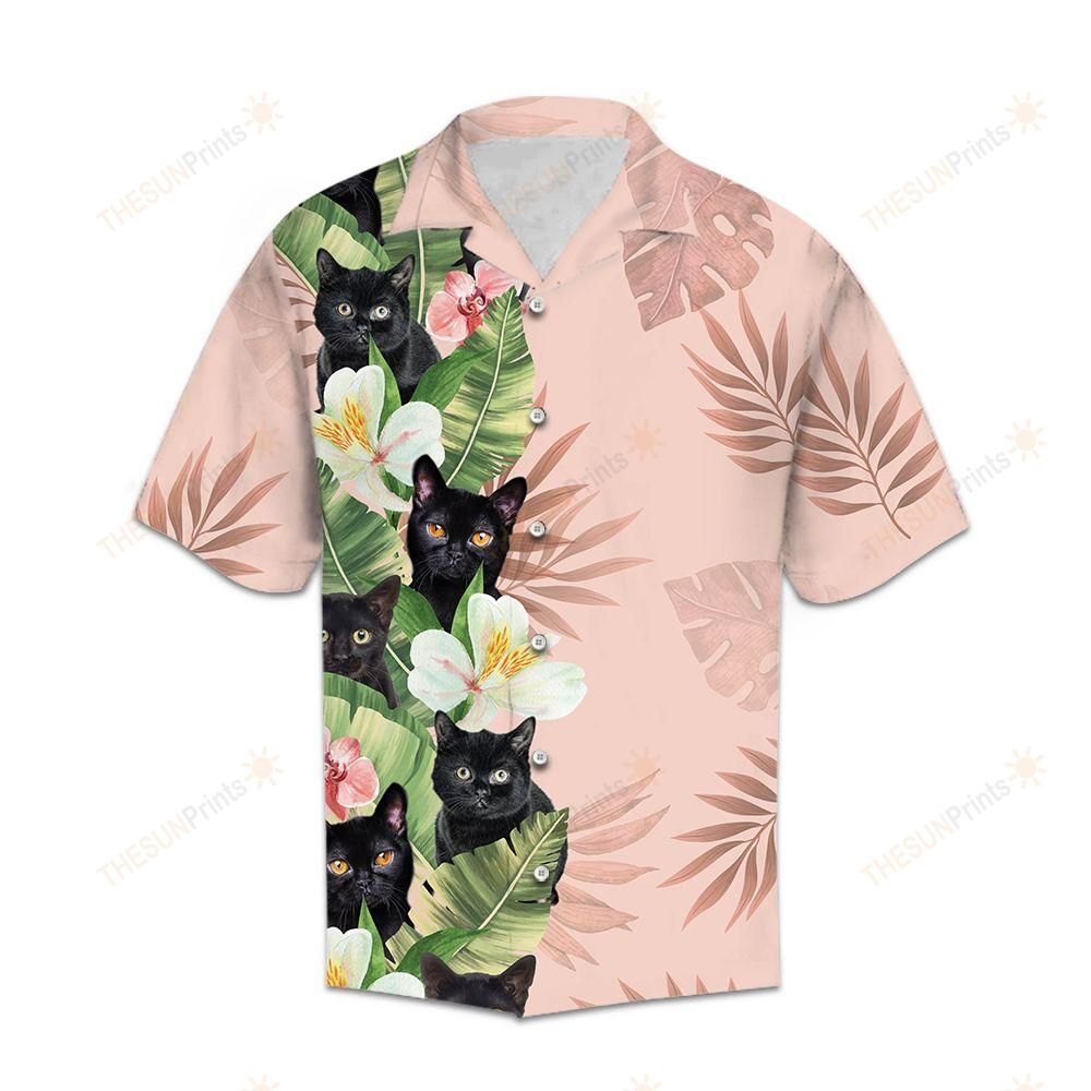 Tropical Black Cat Hawaiian Shirt Ha37115