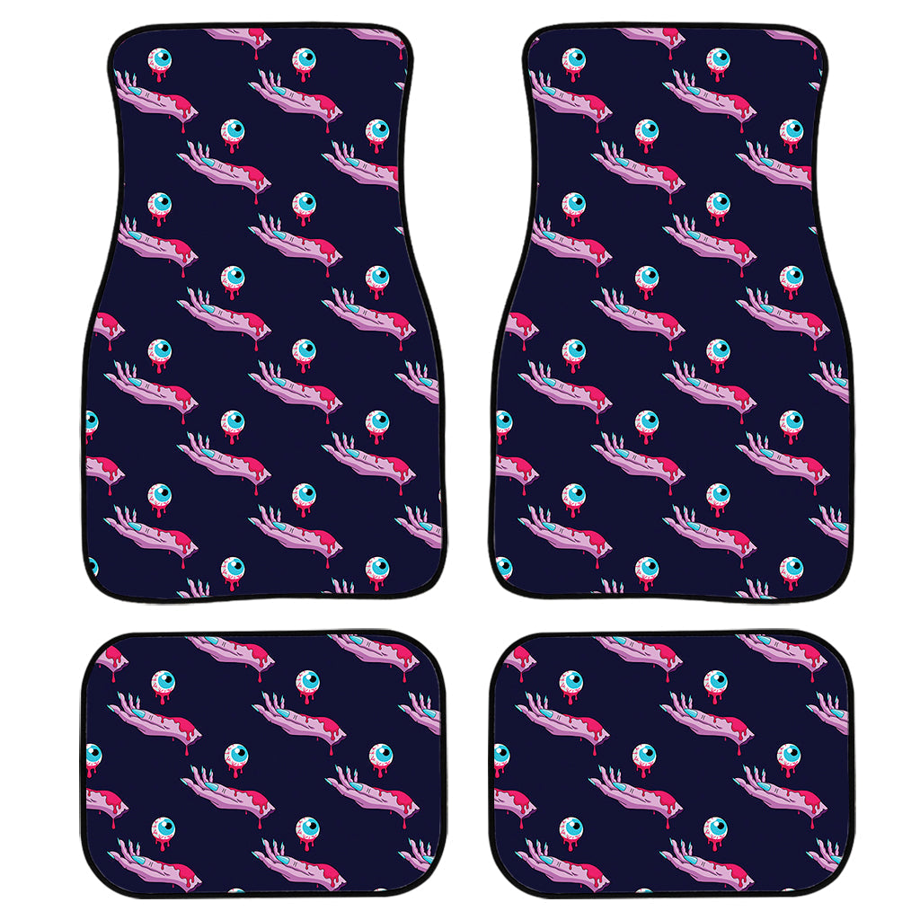 Zombie Eyeball Pattern Print Front And Back Car Floor Mats, Front Car Mat