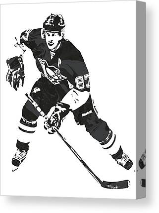 Sidney Crosby Pittsburgh Penguins Watercolor Strokes Pixel Art 6 Joe Hamilton Canvas Print