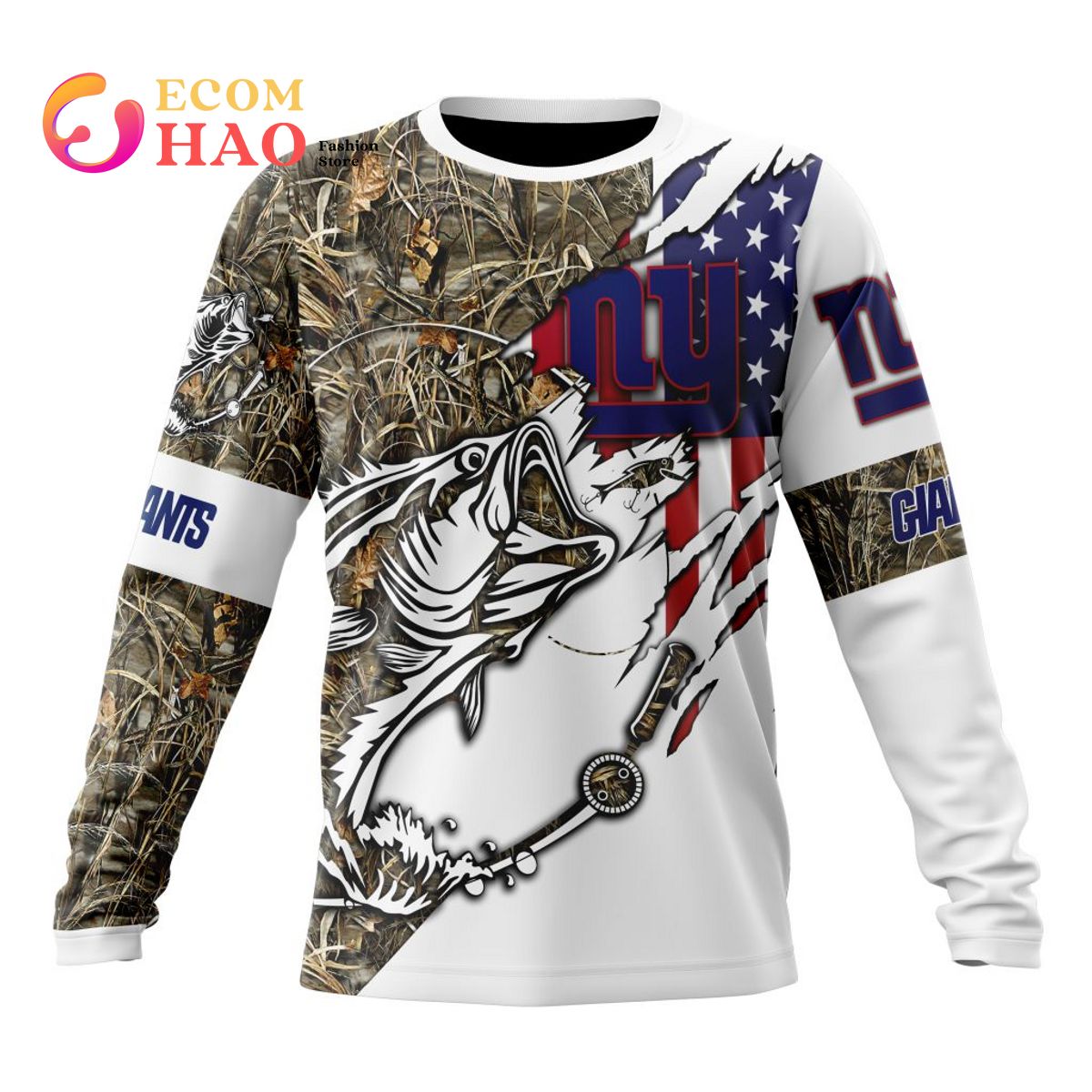 New York Giants Custom Name Number Special Fish Gift For Fan 3D Full Printing Sweatshirt