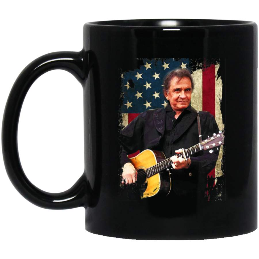 Vintage Retro Johnny Cash Love Legends Never Die Gift Black Mug