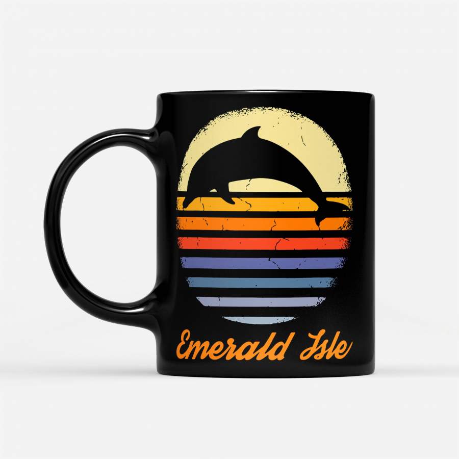 Emerald Isle North Carolina Nc Dolphin Vintage – Black Mug