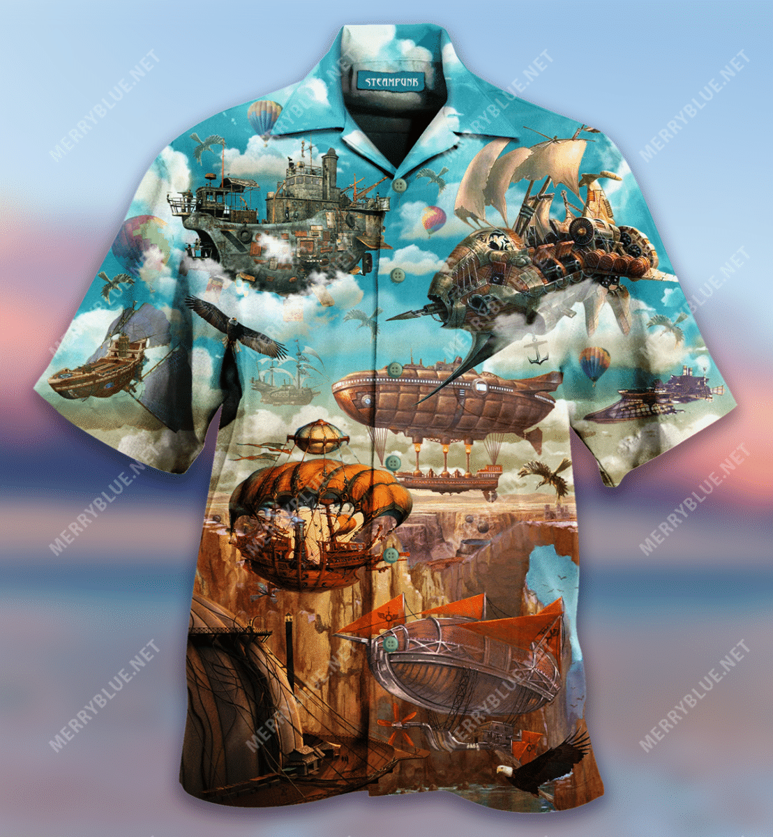 Buy Steampunk Airship Sky Hawaii Shirt Ha98662